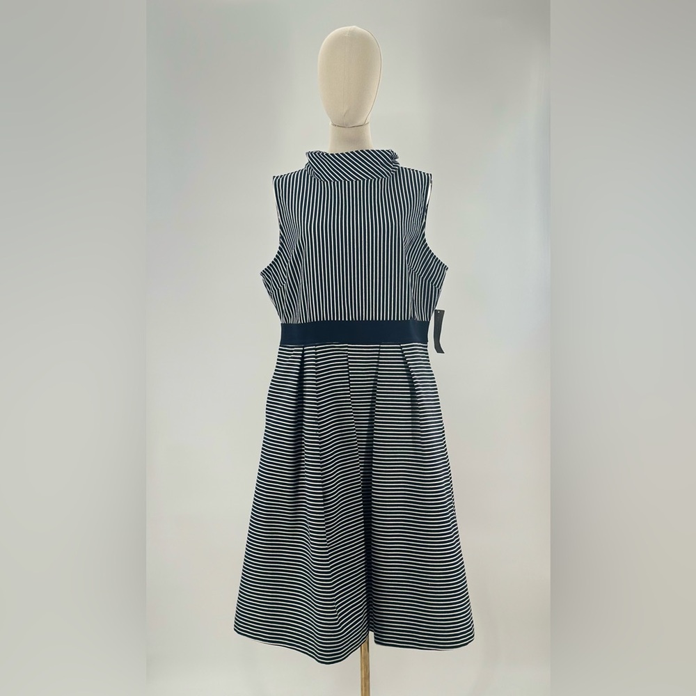 New York & Company - Eva Mendes - Stripe Fit Flare Overskirt Dress